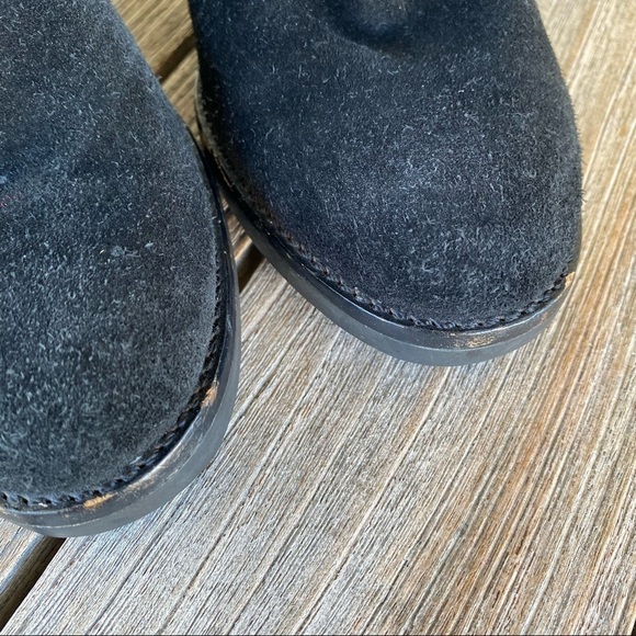 Coach Jonie Black Suede Shearling Tall Wedge Boot Embossed Monogram Size 7.5 GUC - Picture 10 of 11